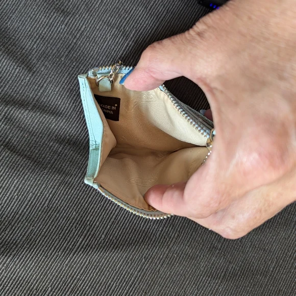 Coach "Hampton" Signature Light Blue Card Holder Key Chain - Picture 3 of 5